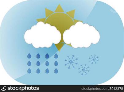 Icon weather app. Weather web, interface app, cloud and sun, forecast and meteorology, button template. Vector abstract flat design illustration. Icon weather app