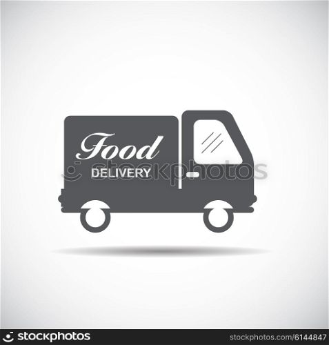 Icon with Flat Graphics Element of Food Delivery Car Vector Illustration EPS10. Icon with Flat Graphics Element of Food Delivery Car Vector Illu