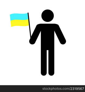 Icon with man flag ukraine. Peace symbol. National ukrainian flag. Vector illustration. stock image. EPS 10.. Icon with man flag ukraine. Peace symbol. National ukrainian flag. Vector illustration. stock image.