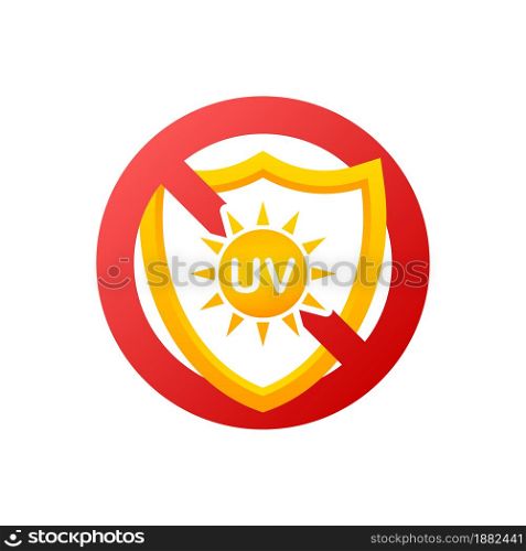 Icon with no uv on light background for healthcare design. Uv skin protection. Vector icon. Icon with no uv on light background for healthcare design. Uv skin protection. Vector icon.