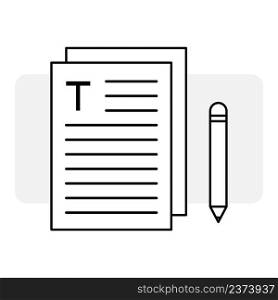 Icon with paper pen. Document concept. New message concept. Vector illustration. stock image. EPS 10. . Icon with paper pen. Document concept. New message concept. Vector illustration. stock image.