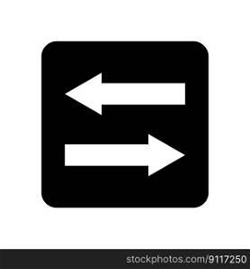 Icon with two arrows black square. Vector illustration. EPS 10.. Icon with two arrows black square. Vector illustration.