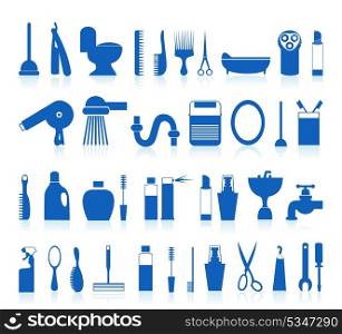 Icons a bathroom2. Set of icons on a theme a bathroom. A vector illustration