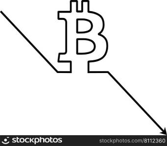 Icons cryptocurrency bitcoin symbol sign  fall bitcoin exchange rate