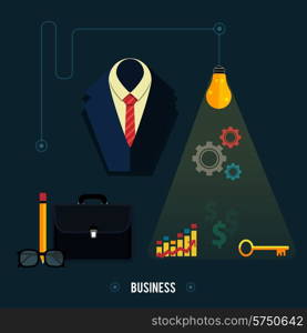 Icons for business concept. Tools, interier, business online, documents in flat design