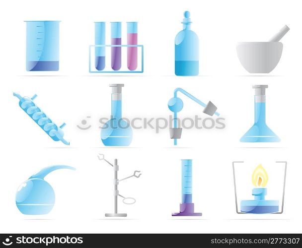 Icons for chemical lab. Vector illustration.