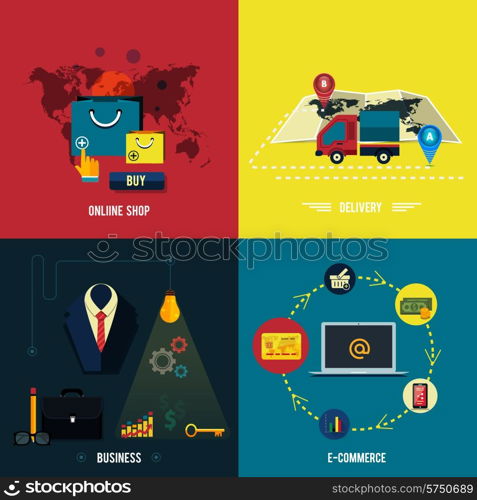 Icons for e-commerce, delivery, online shopping, business idea, business tools