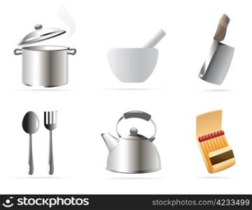 Icons for kitchen. Vector illustration.