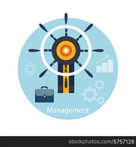 Icons for management concept, business tools. Concept of different icons in flat design