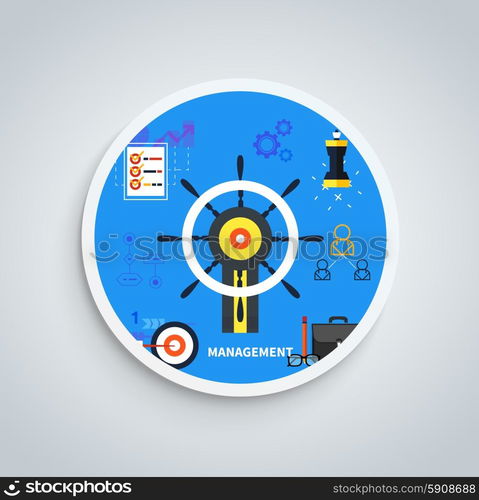 Icons for management concept, business tools. Concept of different icons in flat design. Can be used for web banners, marketing and promotional materials, presentation templates