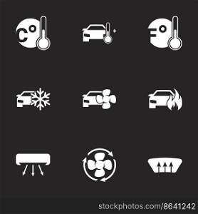 Icons for theme air conditioning. Black background
