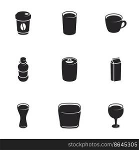 Icons for theme beverages, vector, icon, set. White background