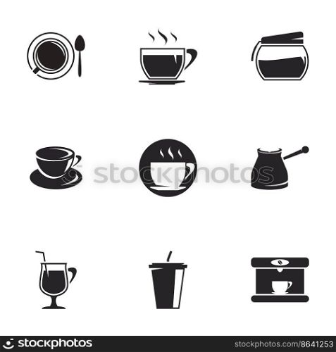 Icons for theme black coffee. White background