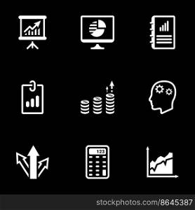 Icons for theme business, vector, icon, set. Black background