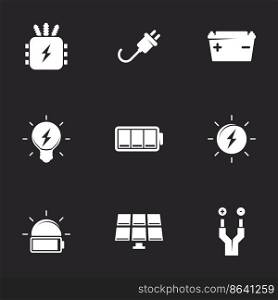 Icons for theme Electricity. Black background