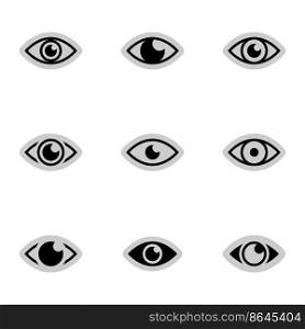 Icons for theme Eye, observation, vision, examination, vector, icon, set. White background