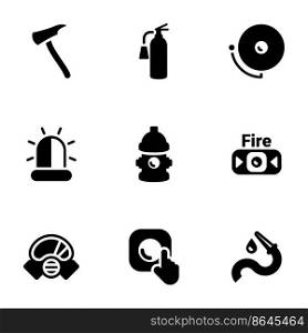 Icons for theme Fire Department , vector, icon, set. White background