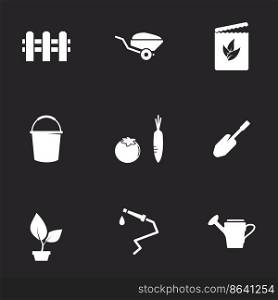 Icons for theme Gardening. Black background