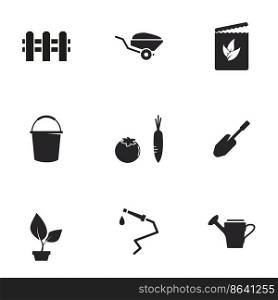 Icons for theme Gardening. White background