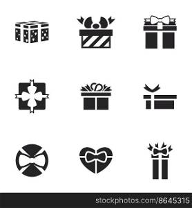 Icons for theme gift, vector, icon, set. White background