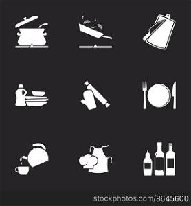 Icons for theme Kitchen. Black background