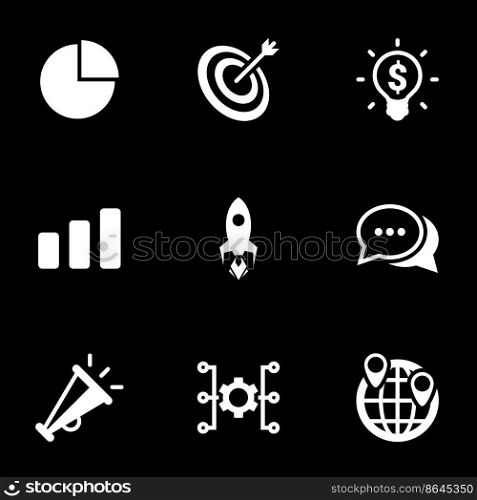 Icons for theme marketing, vector, icon, set. Black background
