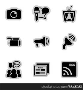 Icons for theme News, mass media, vector, icon, set. White background