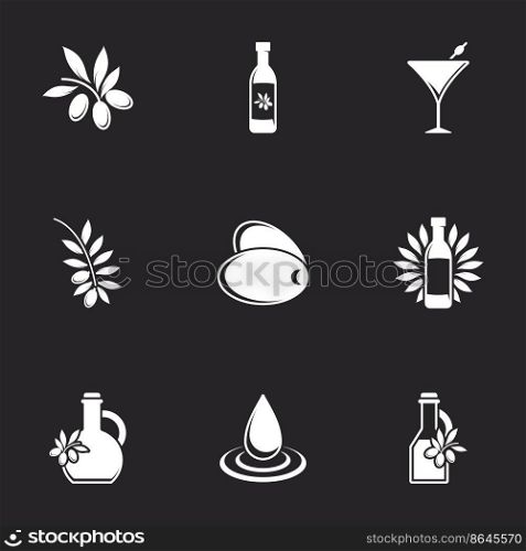 Icons for theme Olive oil. Black background