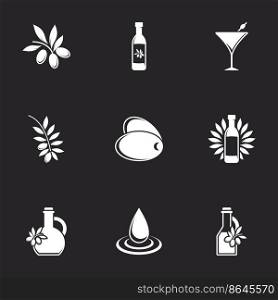 Icons for theme Olive oil. Black background