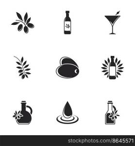 Icons for theme Olive oil. White background