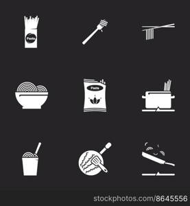 Icons for theme pasta. Black background