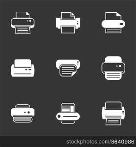 Icons for theme Printer. Black background