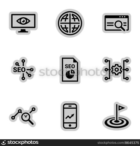 Icons for theme SEO optimization and promotion, vector, icon, set. White background