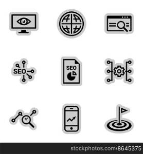 Icons for theme SEO optimization and promotion, vector, icon, set. White background