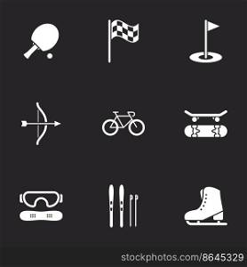 Icons for theme sport vector, icon, set. Black background