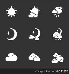 Icons for theme weather. Black background