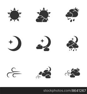Icons for theme weather. White background