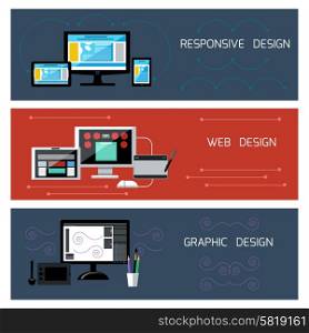 Icons for web design, responsive and graphic design in flat design