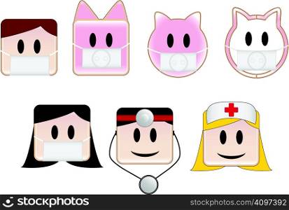 Icons illustrating swine flu patients and animals