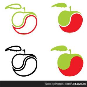 Icons in the form of an apple on a white background.