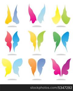 Icons of butterflies2. Icons of wings of butterflies of beautiful colours. A vector illustration