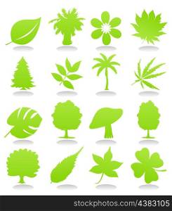 Icons of plant. Icons of plants of green colour. A vector illustration