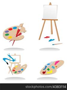 Icons of the artist. Icons of sets for artists. A vector illustration