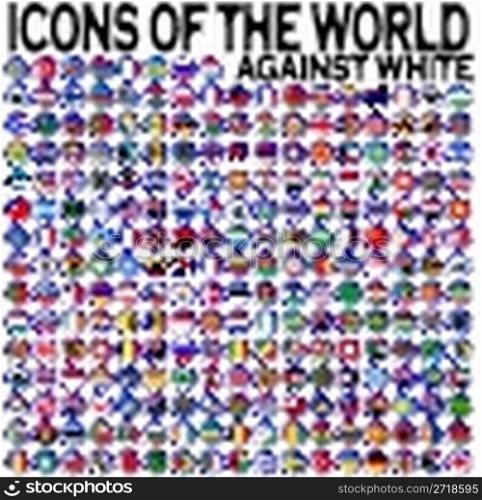 icons of the world against white background, abstract vector art illustration