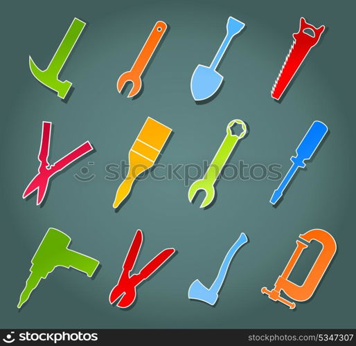 Icons of tools3. The collection of icons of tools. A vector illustration