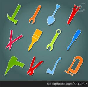 Icons of tools3. The collection of icons of tools. A vector illustration