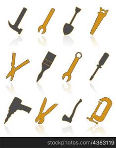 Icons of tools4. The collection of icons of tools. A vector illustration