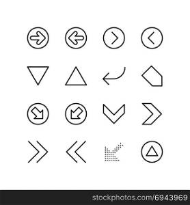 Icons of various shapes and directional arrows