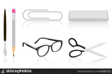 Icons office. Icons of subjects from office. A vector illustration