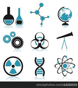 Icons on a science theme. A vector illustration